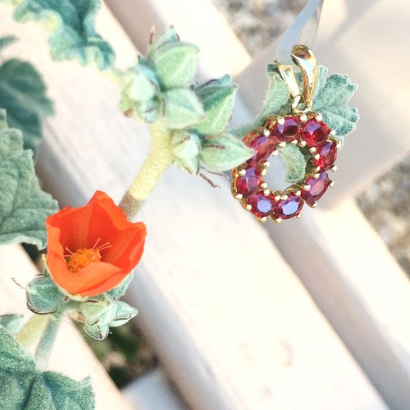 Genuine Ruby Circle Pendant 9K Yellow Gold ~2cts Real Gemstones - Picture 3 of 16